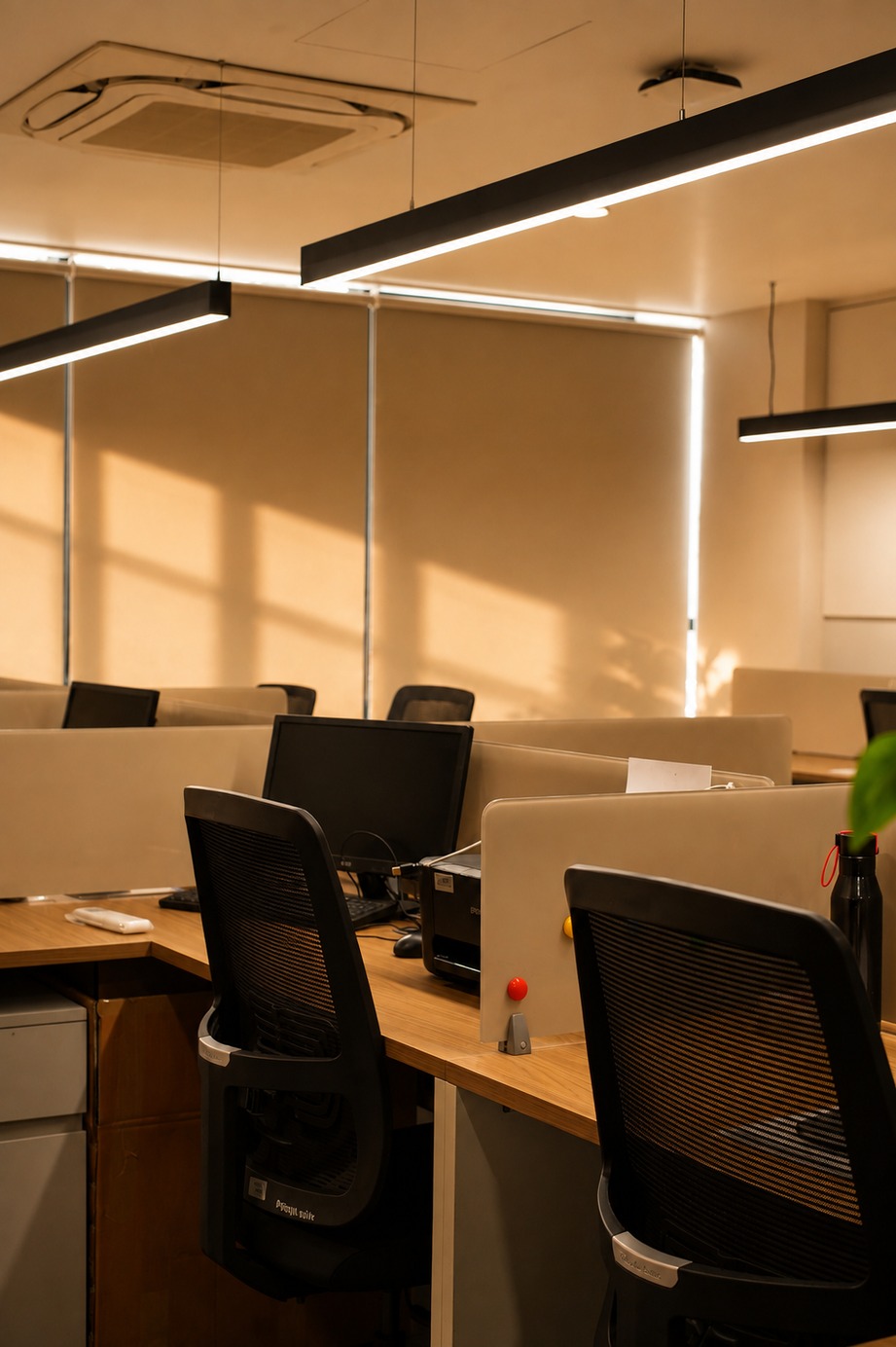 Jamna Auto Industries workfloor with linear lighting over desk bays